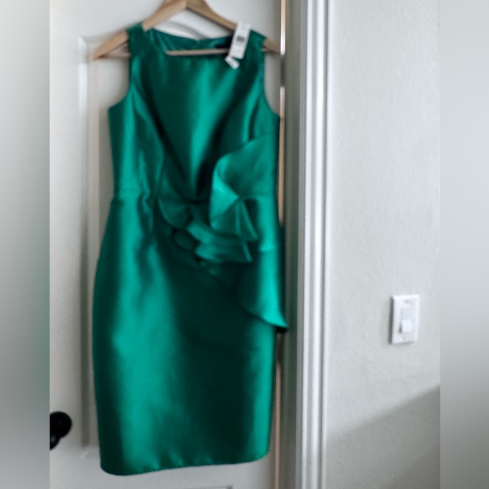 Carmen Marc Valvo Vibrant Green Mini Dress